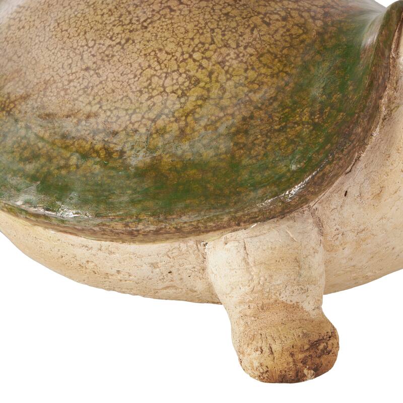 Cream Magnesium Oxide Turtle Decorative Garden Sculpture with Green Shell