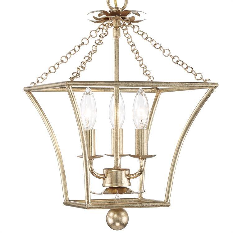 Broche 3 Light Antique Gold Lantern - 11'' W x 17'' H