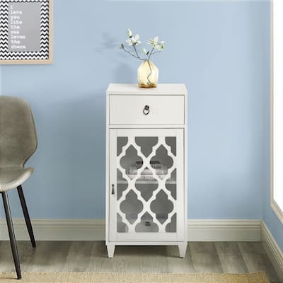 Newhalem White Side Table with Drawer and Door