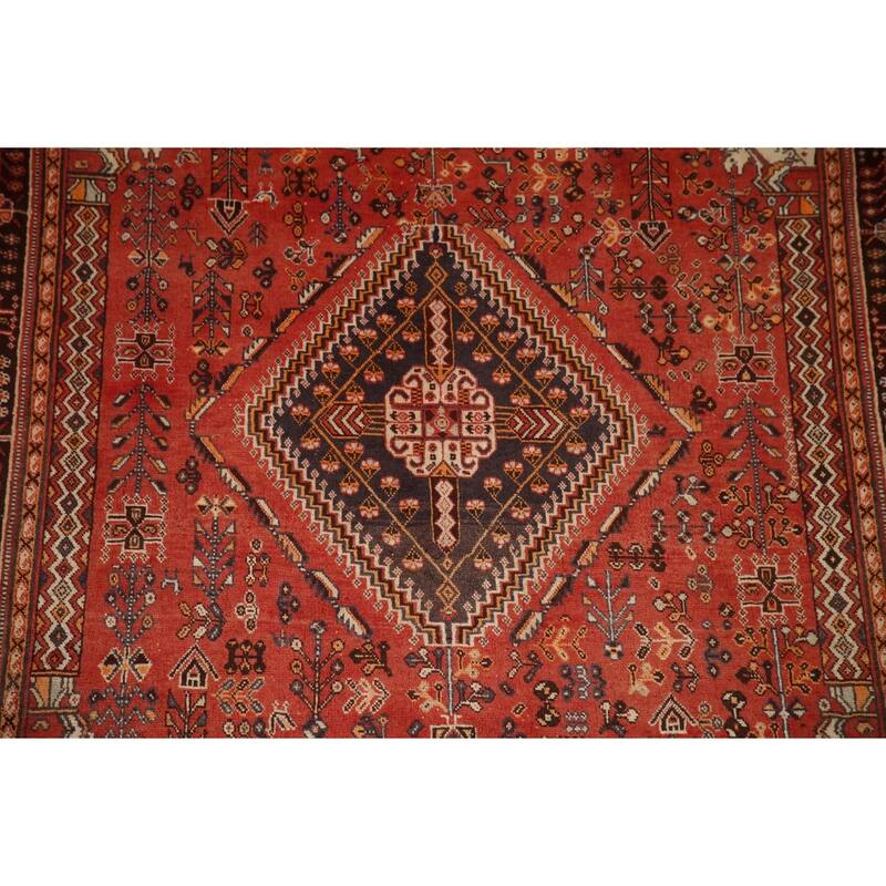 Shiraz Persian Vintage Area Rug Handmade Wool Carpet - 5'2"x 8'2"