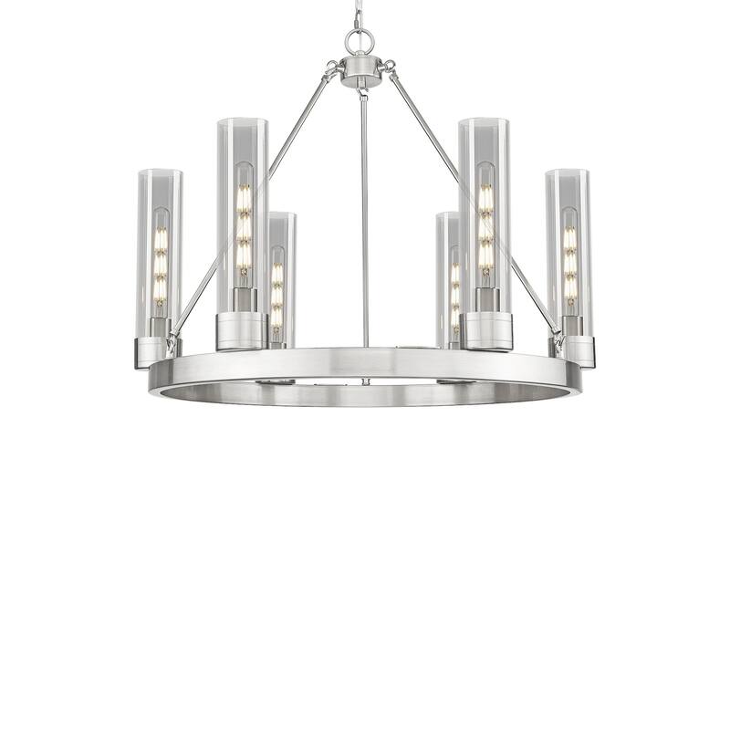 Innovations Lighting 617-6CR-24-29 Boreas Chandelier Boreas 6 Light - Satin Nickel / Light Smoke