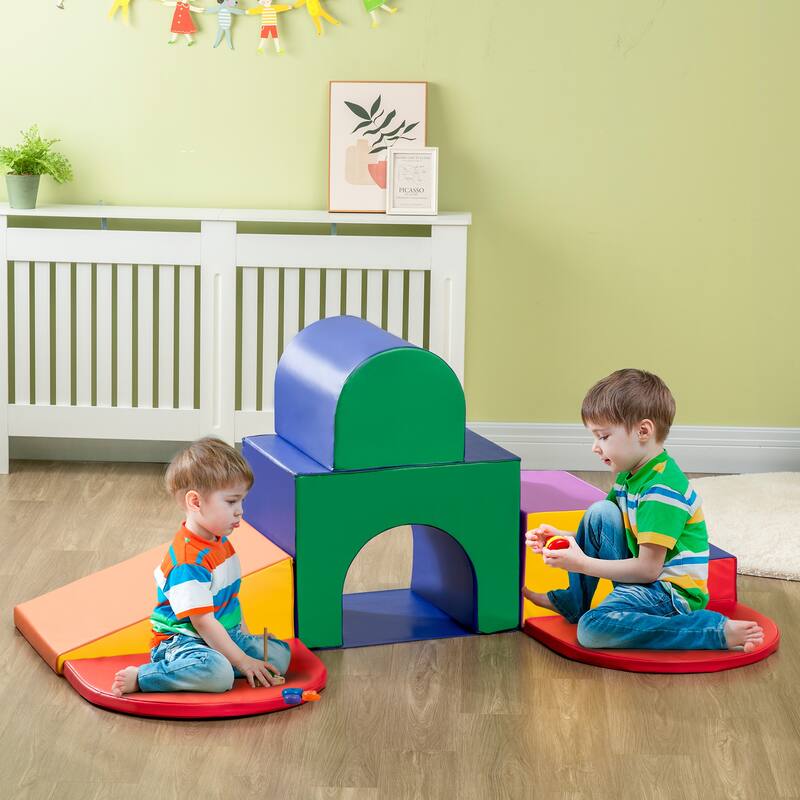 7-Piece Baby Soft Play Equipment, Toddler Crawling Climber for Creativity and Shape Discovery with Easy-to-Clean Surface