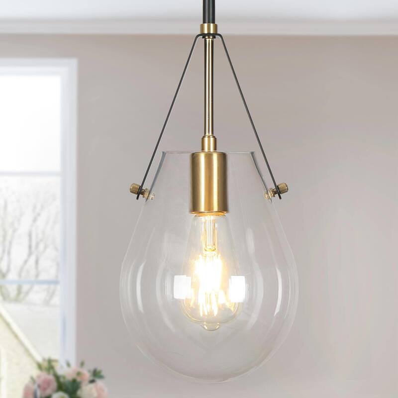 Mid-century Modern 1-light Gold Pendant Light Dimmable Kitchen Island Lighting - 6.7 inches