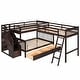 preview thumbnail 8 of 44, Twin over Full L-Shaped Bunk Bed with Ladder, Staircase, and 3 Drawers