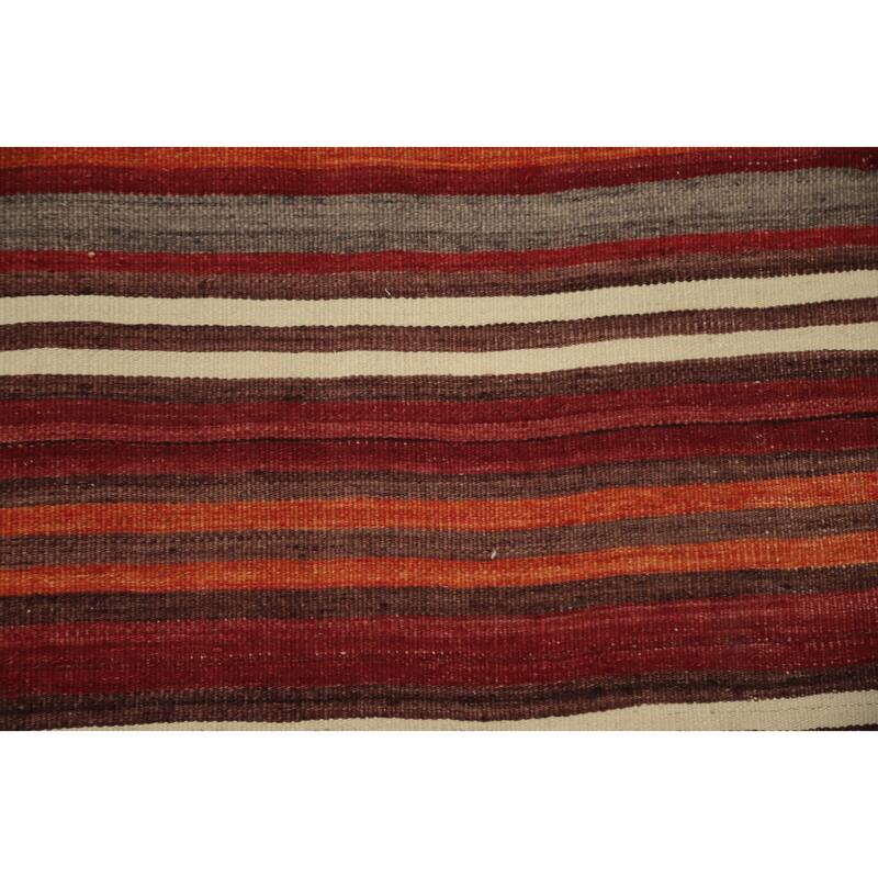 Hand Woven Oriental 100% Wool Carpet Southwestern Geometric Red Kilim Runner Rug - 9' 0'' X 4' 4''