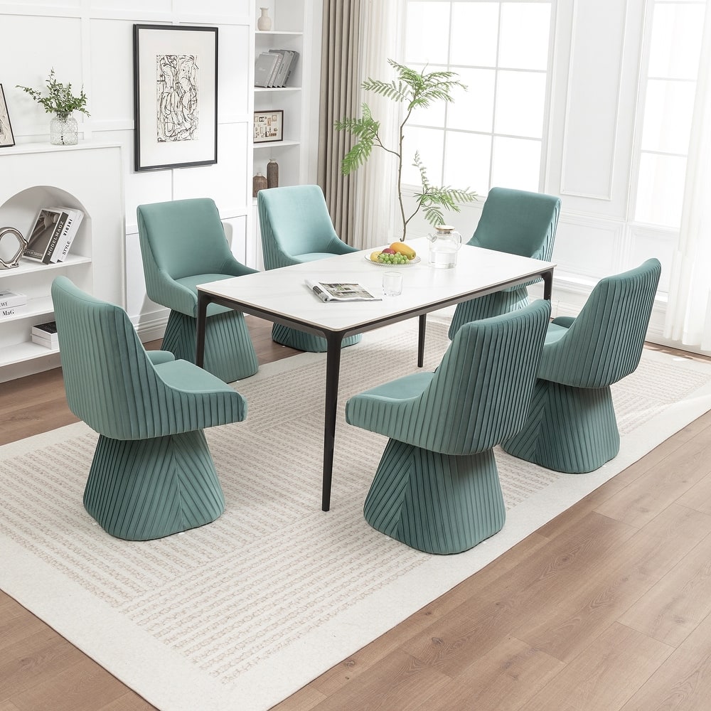 SEYNAR Modern Velvet 360 Degree Swivel Armless Dining chair Set of 6