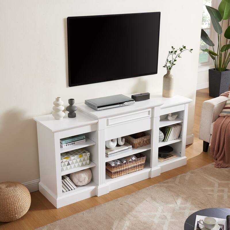 Modern TV Stand, TV Media Entertainment Stand with Large Storage Cabinet and Open Shelving, for Living Rooms and Bedrooms