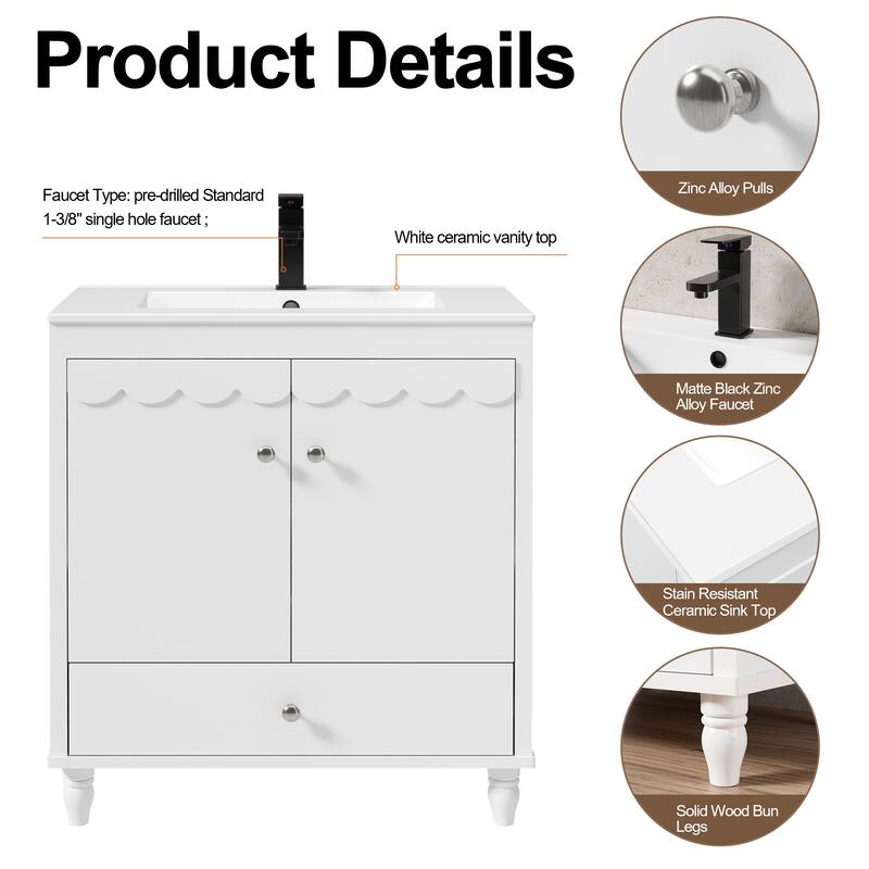Lace Trim Freestanding Bathroom Vanity Set - Perfect for Bathrooms