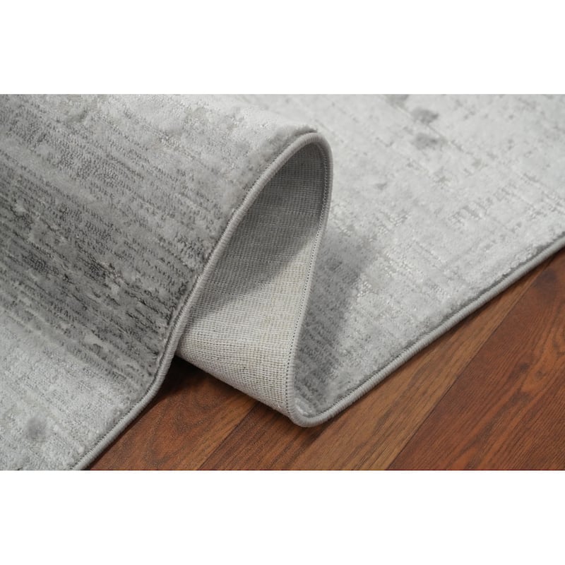 Machine Made Oriental Polyester Carpet Modern Contemporary Greys & Charcoal Modern Area Rug - 7' 5'' X 5' 2''