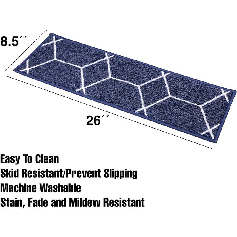 Stair Treads Hexagon Design Washable Non Slip Backing, 8.5''X26''