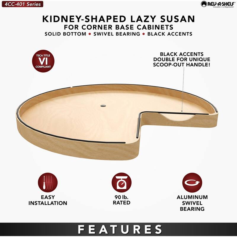 Rev-A-Shelf 4CC-401-32BS-1 Craftsman 32" Diameter Solid Maple Kidney