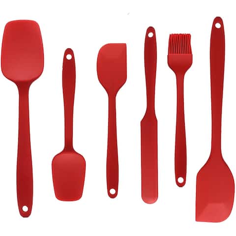 Cheer Collection 6 Piece Silicone Spatula Set for Nonstick Cookware