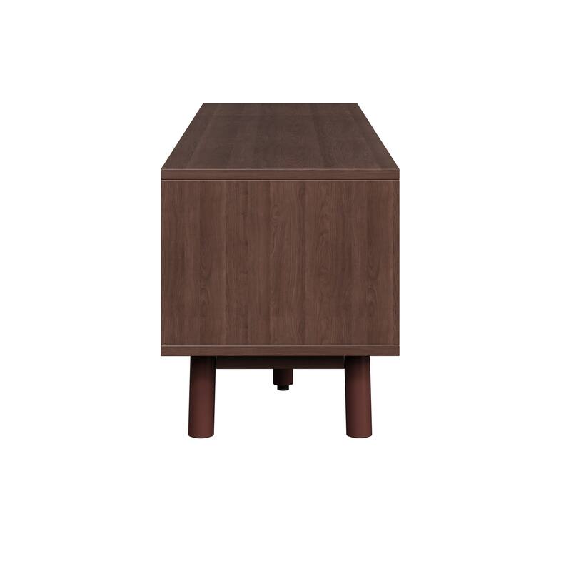 66.93" Rattan Media Console with Interwoven Doors and Concealed Storage