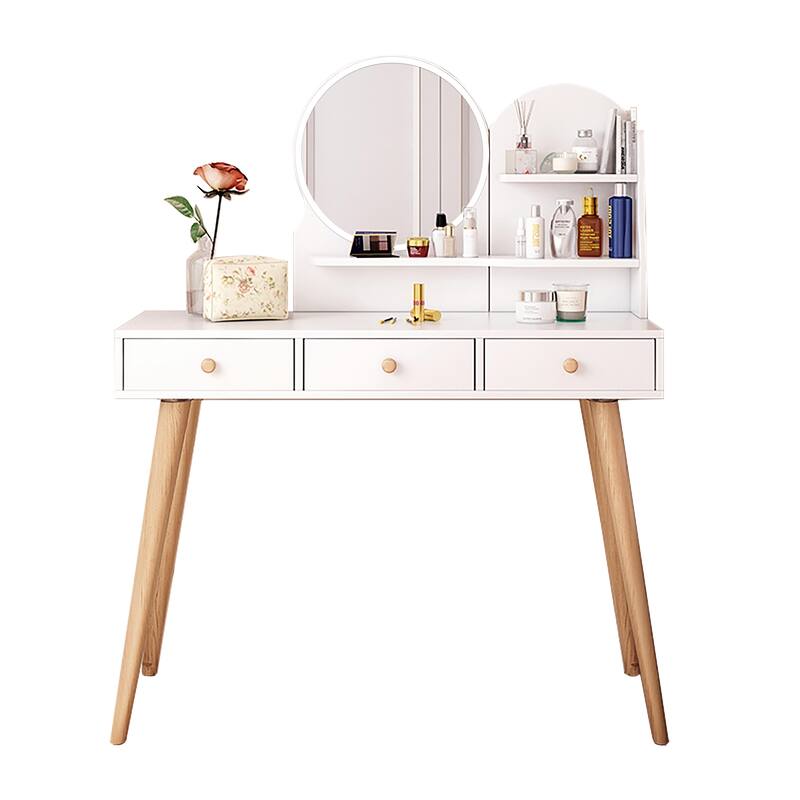 Makeup Vanity Desk with Mirror and Lights, Cute Vanity Makeup Table, 3 Drawers , 3 Lighting Modes