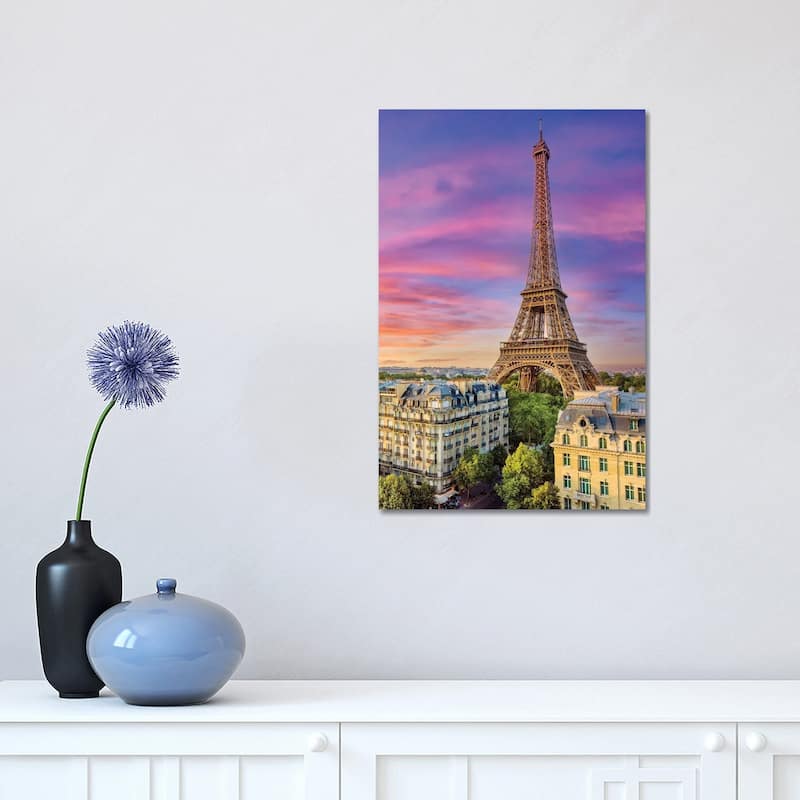 iCanvas "Colorful Sunset Eiffel Tower Paris" by Susanne Kremer Canvas Print - 18x12x1.5