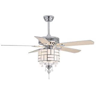 SAFAVIEH Lighting 52-inch Nori LED Ceiling Light Fan (with Remote) - 52" W x 52" L x 21.25"-26.25" H
