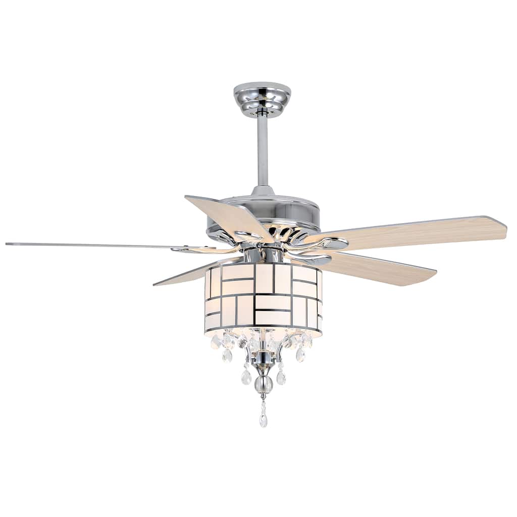 SAFAVIEH Lighting Luetta 52-inch Led Ceiling Light Fan (with Remote) - 52" W x 52" L x 21.25"-26.25" H