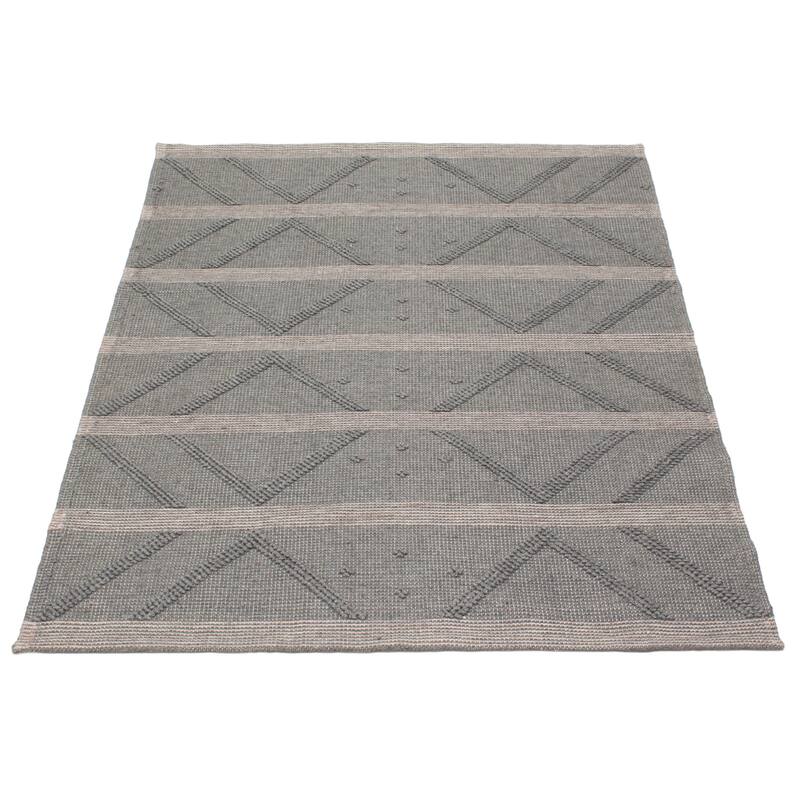 ECARPETGALLERY Braid weave Sienna Grey Wool Rug - 5'0 x 6'10