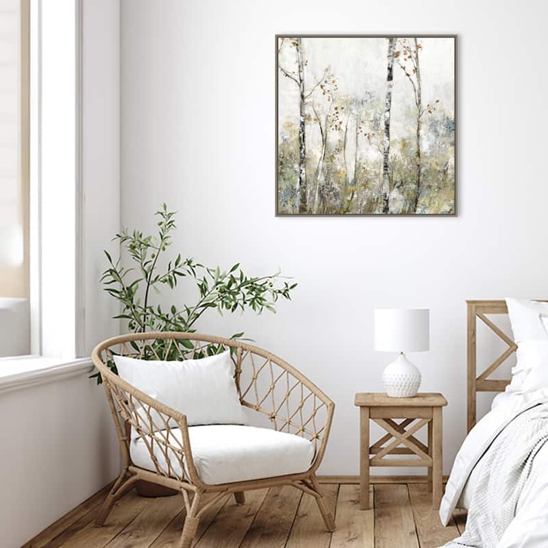 Soft Birch Forest II by Allison Pearce Framed Canvas Wall Art Print - Sylvie Greywash