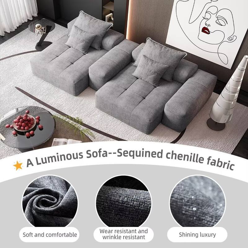 Oversized Modular Sectional Sofa,Sparkling Chenille Fabric,DIY Sofa