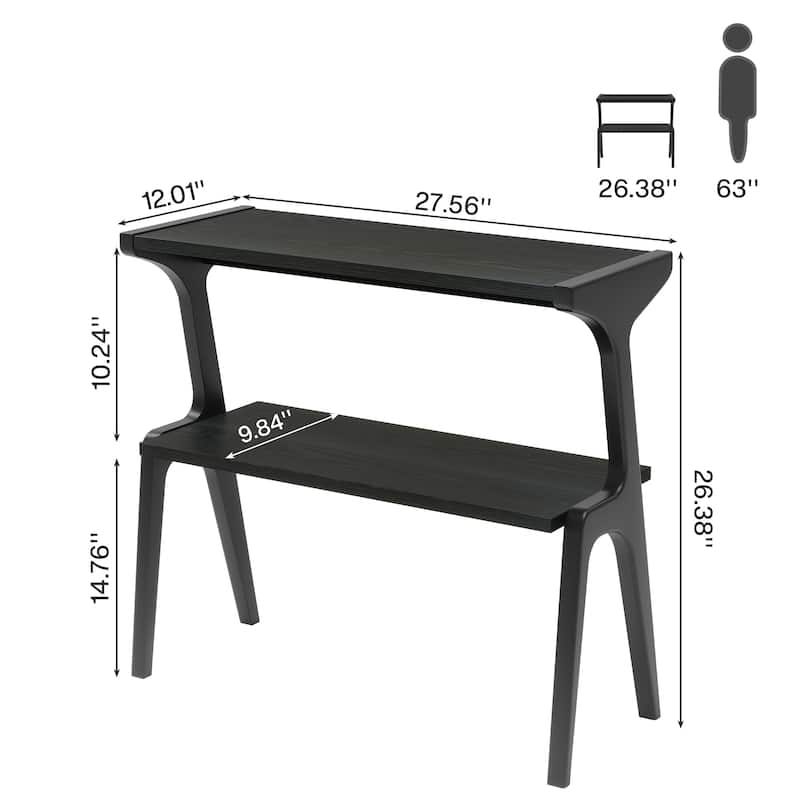 Wood 2-Tier Slim End Side Chairside Table for Living Room