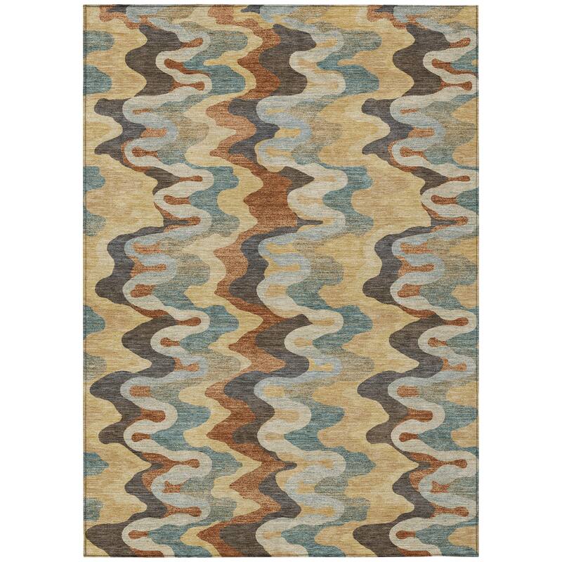Machine Washable Indoor/ Outdoor Modern Mason Chantille Rug