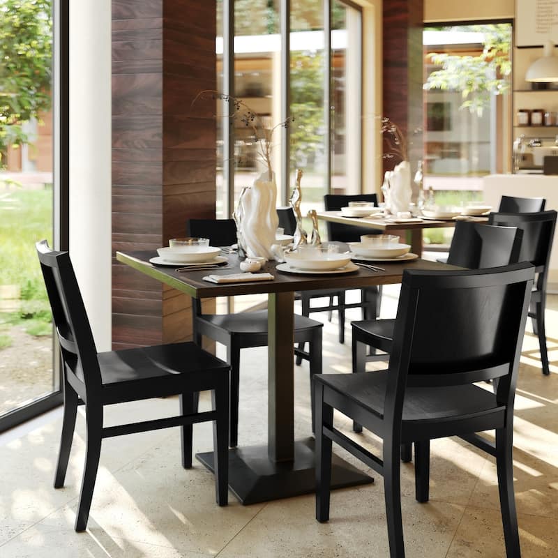 2 Pack Commercial Solid Wood Dining Chair with Curved Backrest - 17.75"W x 21.25"D x 33.5"H