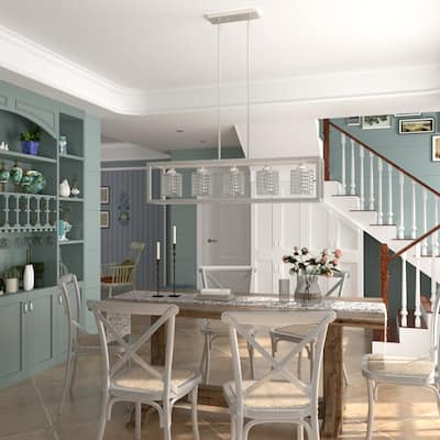 Modern Glam 5-light 37in Kitchen Island Lights Crystal Rectangle Chandelier - N/A