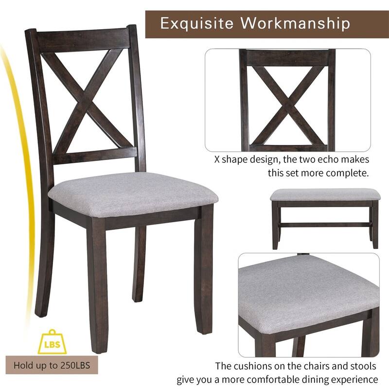 Merax 6-Piece Dining Set with Foldable Table, Bench