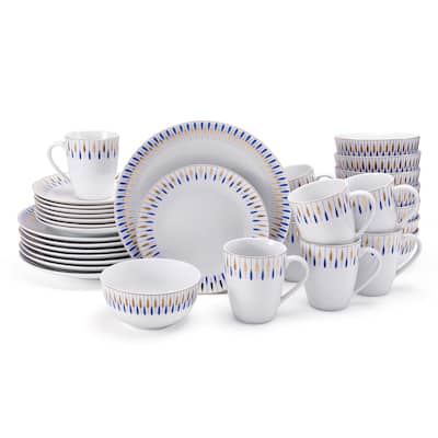 Mikasa Starburst Metallic Gold 32-Piece Dinnerware Set, Service For 8, White