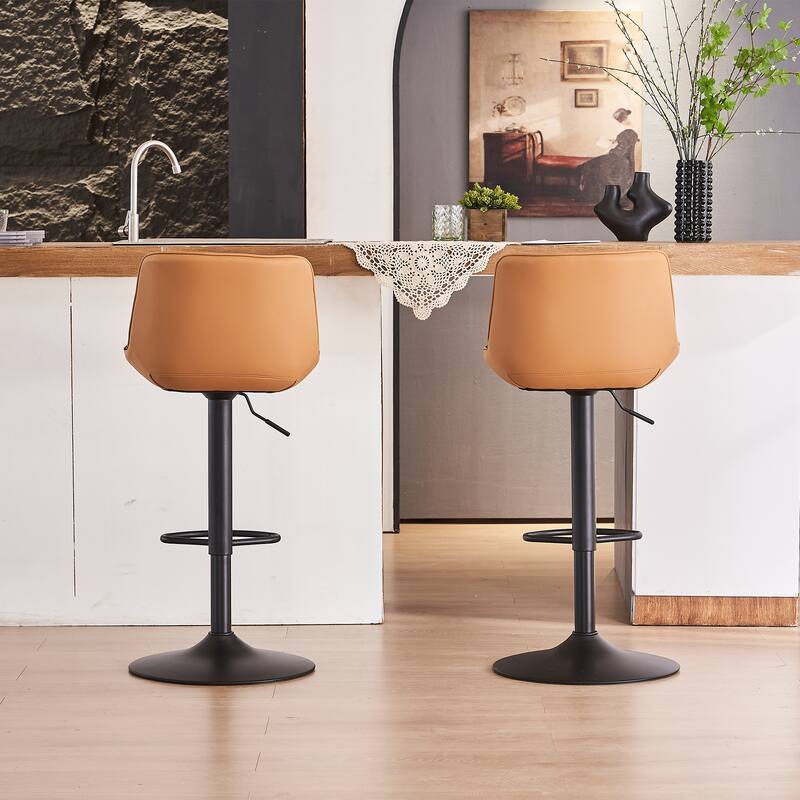 Adjustable Swivel Bar Stools Set of 2 Modern Upholstered Counter Stools