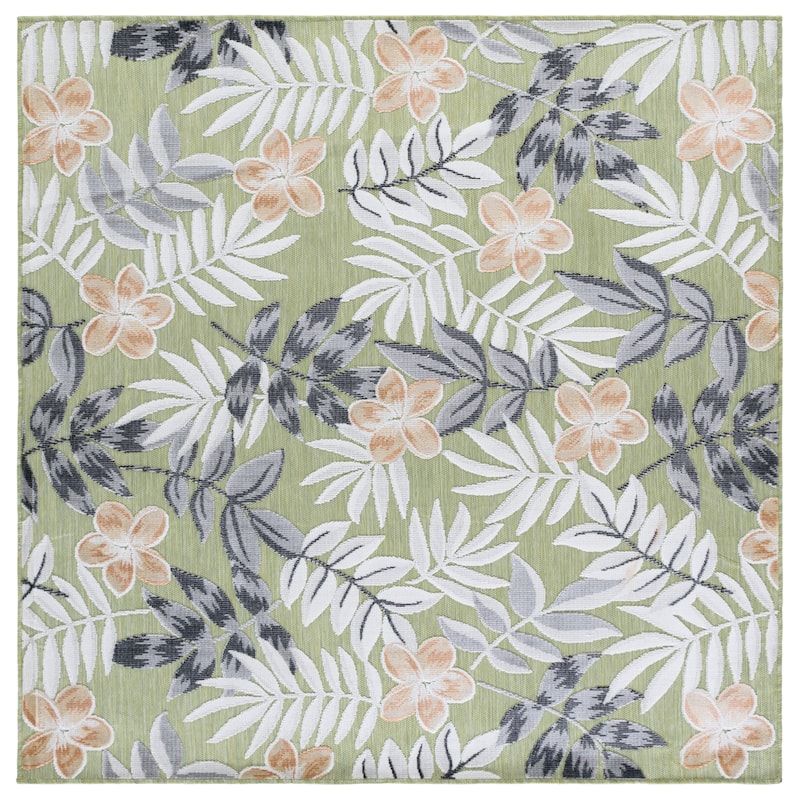 SAFAVIEH Cabana Indoor/ Outdoor Waterproof Transitional Rug - 6'5" Square - Olive/Grey