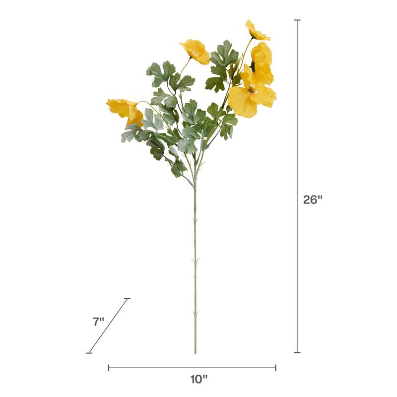 Elements Set of 6 Artificial Gold Poppy Set, 25 Inch - N/A