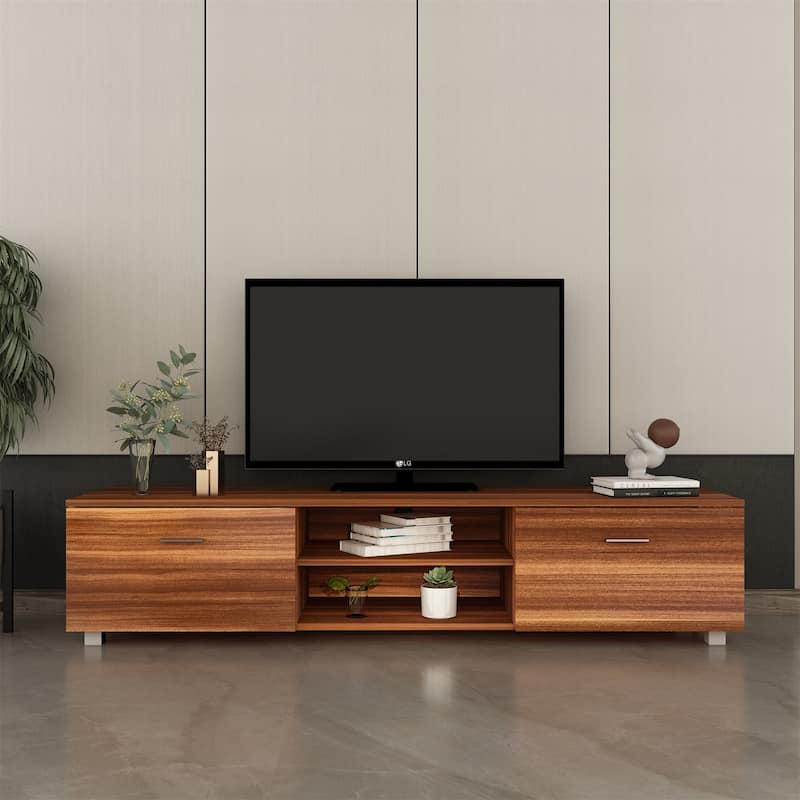 70 Inch TV Stands with 2 Storage Cabinet & Open Shelves