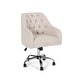preview thumbnail 7 of 8, Home Office Chair with Curved Backrest, Adjustable Height Button Tufting Dressing Stool, Upholstered Work Stool with Wheels