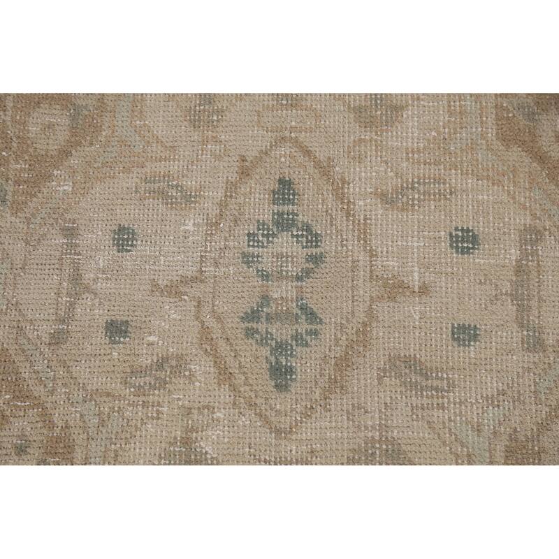 Beige Tabriz Persian Vintage Area Rug Handmade Wool Carpet - 9'1"x 13'2"
