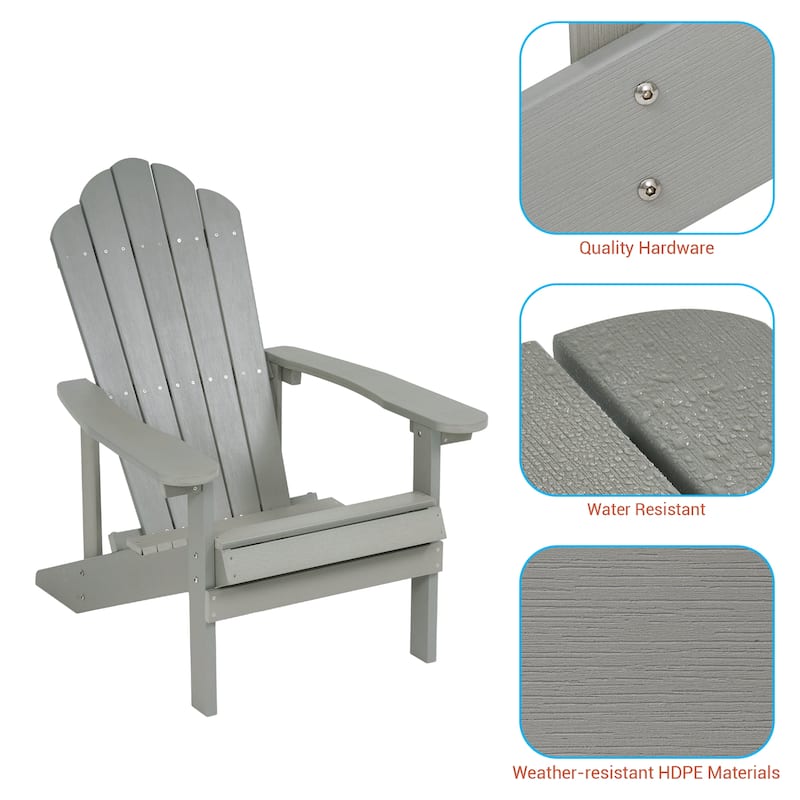 BONOSUKI Outdoor Adirondack Chair,HIPS Wooden-Like Finish Single Chair