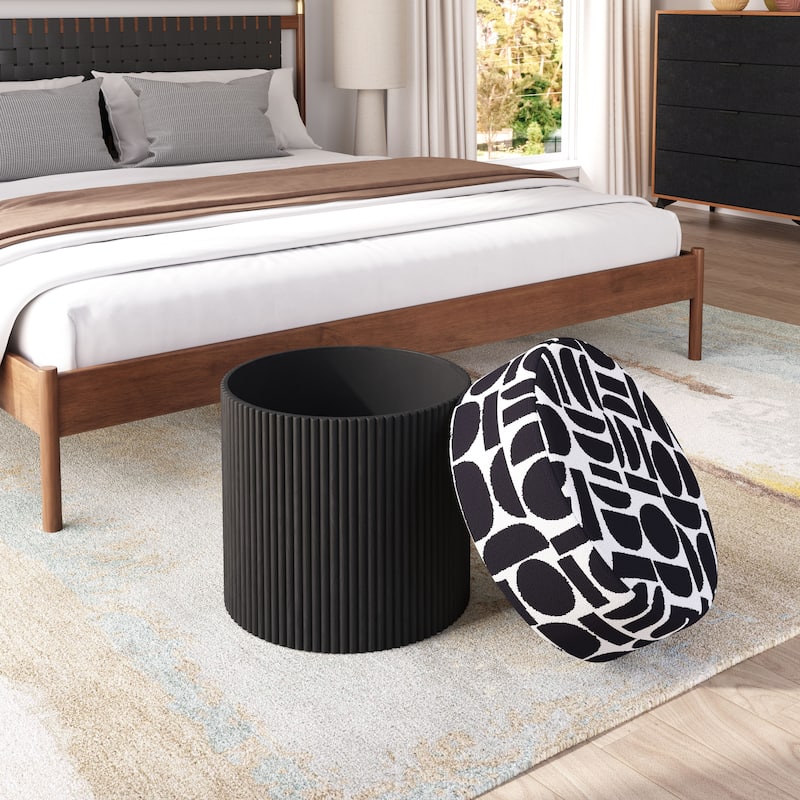 Boto Storage Ottoman Black & White