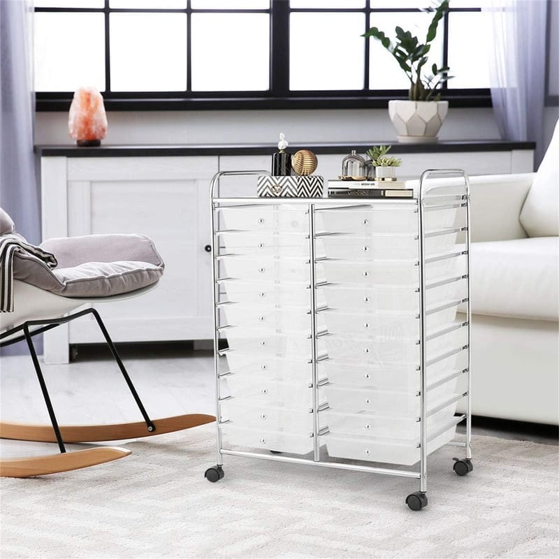 20 Drawer Rolling Storage Cart - 15"D x 25"W x 35"H