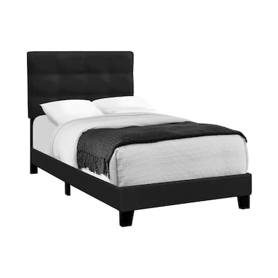 Twin Size Velvet Upholstered Platform Bed Frame with Foam Padding and Transitional Design