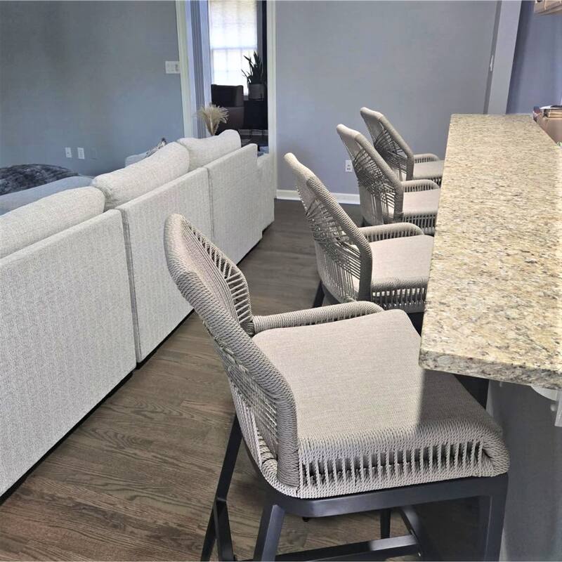 PURPLE LEAF 2 Set of Modern Bar Stool with Backrest and Arm,Upholstered Chair and Aluminum Legs