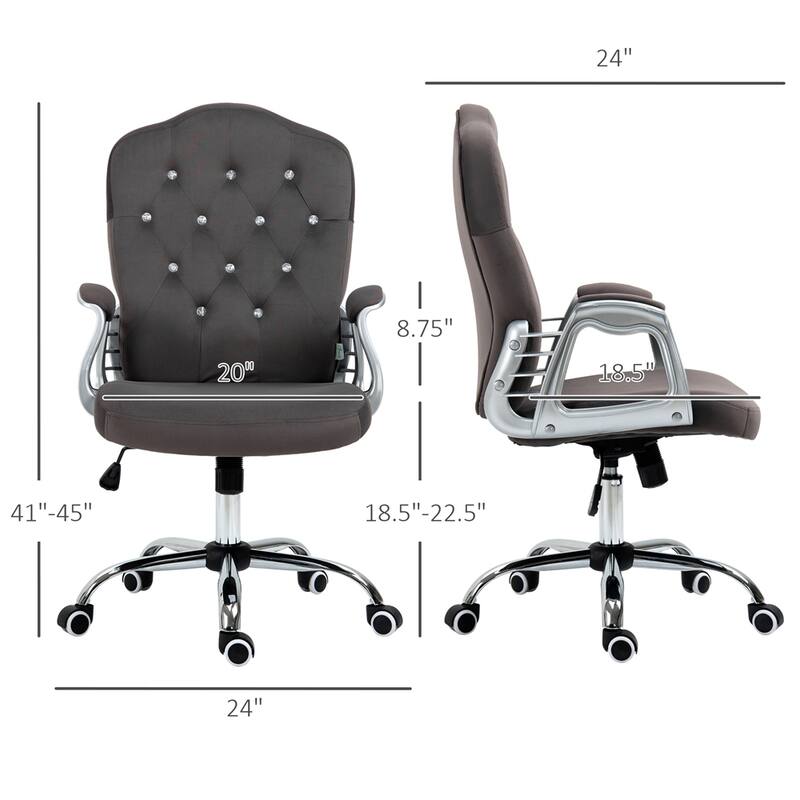 Button Tufted Computer Chair with Wheels and Adjustable Height