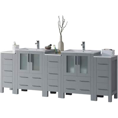 Blossom Sydney 84 Inch Solid Wood Double Sink Vanity with Side Cabinet