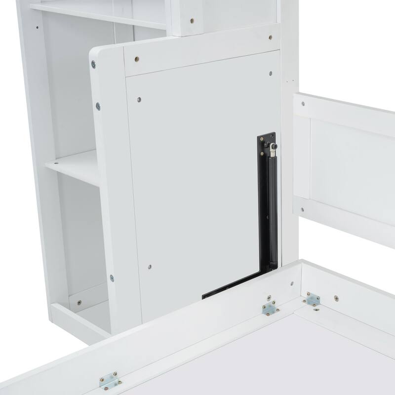 Murphy Bed With Desk And Bookshelf, White