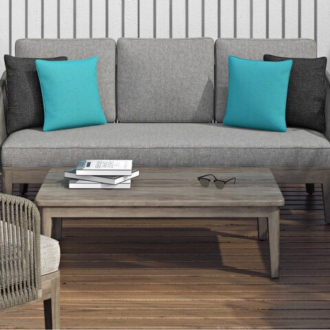 WyndenHall Lotus 43 inch Wide Contemporary Outdoor Coffee Table in Distressed Weathered Grey