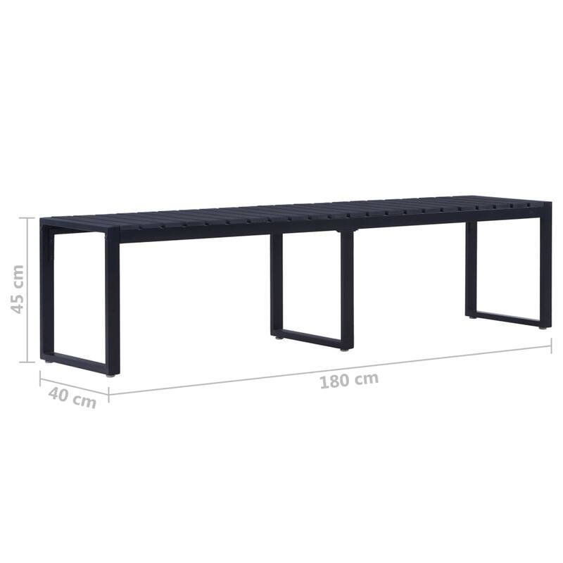 vidaXL Garden Bench Black PS board, iron 47.4 in Built Tough