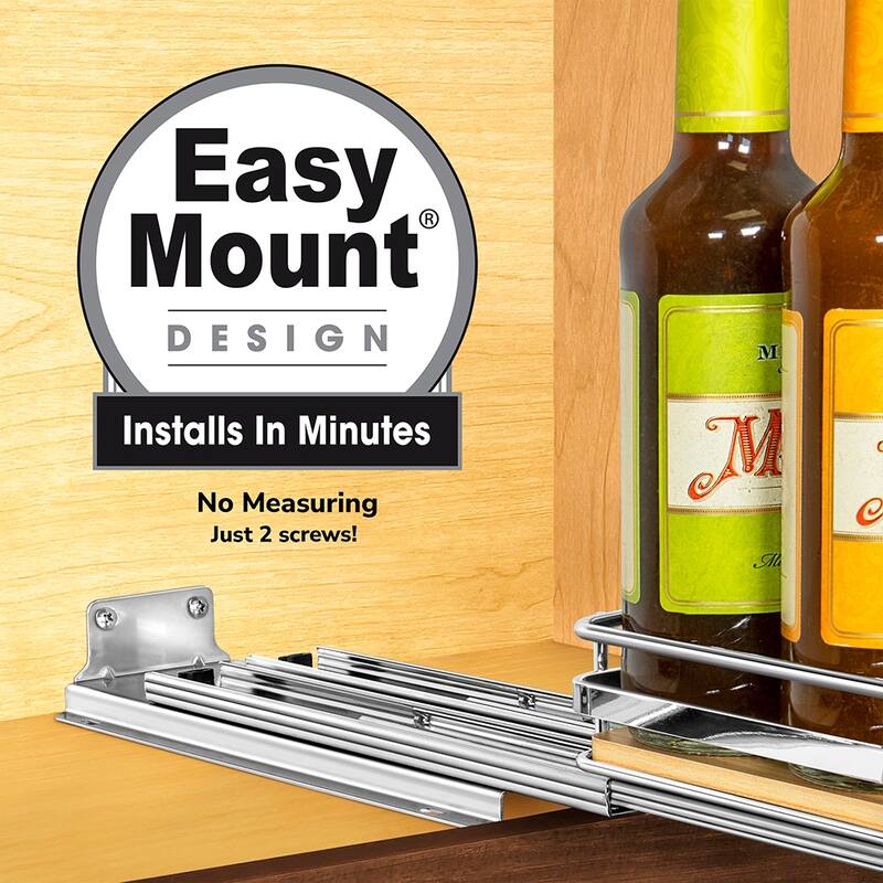 LYNK PROFESSIONAL® Élite™ Pull Out Spice Rack Organizer for Cabinet - 4-1/4 inch Wide - Lifetime Ltd Warranty, Wood - 4.3in Wood