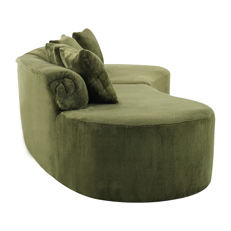 Modern And Simple Curved Flannelette Sofa.Creative Multi-Seater,With A Combination Of Pillows