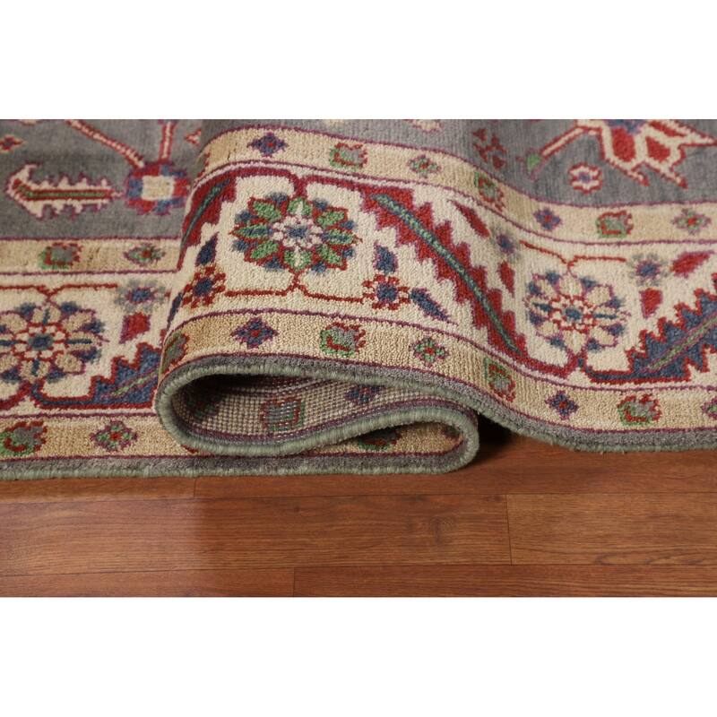 Gray Oushak Indian Area Rug Hand-Knotted Wool Carpet - 7'9"x 9'10"