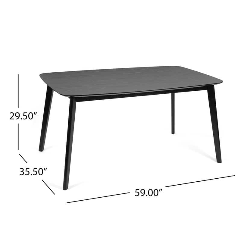 Mid-Century Modern Dining Table with Faux Wood Top & Rubberwood Legs, 59" Retro Kitchen Table